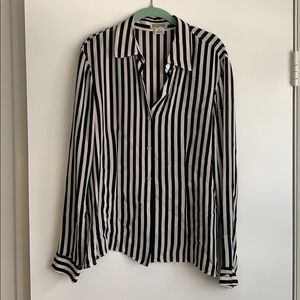 Black and white striped button down